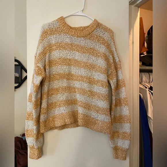 Madewell light tan/yellow and white striped sweater - Picture 1 of 3